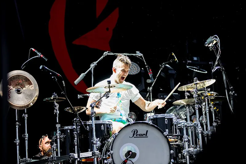 Halestorm乐队鼓手: Arejay Hale (2019年6月7日, Halestorm乐队在德国莱茵兰-普法尔茨州纽博格林赛道举行的Rock am Ring音乐节)